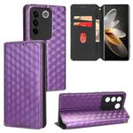 For vivo S16 / S16 Pro / V27 Pro Cubic Grid Texture Flip Leather Phone Case(Purple)