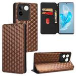 For vivo S17e Cubic Grid Texture Flip Leather Phone Case(Brown)