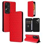 For vivo S18 Pro 5G Cubic Grid Texture Flip Leather Phone Case(Red)