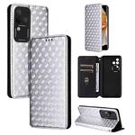 For vivo S18 Pro 5G Cubic Grid Texture Flip Leather Phone Case(Silver)