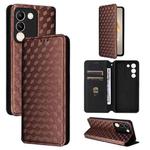 For vivo V29e 5G Global / Y200 5G Cubic Grid Texture Flip Leather Phone Case(Brown)