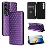 For vivo V40 Lite 4G / 5G IDN Cubic Grid Texture Flip Leather Phone Case(Purple)