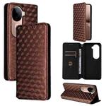For vivo V40e 5G / iQOO Z9s 5G Cubic Grid Texture Flip Leather Phone Case(Brown)