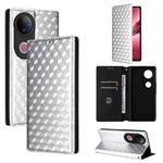 For vivo V50 5G Cubic Grid Texture Flip Leather Phone Case(Silver)