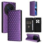 For vivo X200 Pro 5G Cubic Grid Texture Flip Leather Phone Case(Purple)