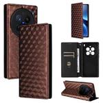 For vivo X200 Pro 5G Cubic Grid Texture Flip Leather Phone Case(Brown)