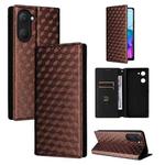 For vivo Y03 4G Cubic Grid Texture Flip Leather Phone Case(Brown)