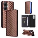 For vivo Y35+ 5G / Y35M+ 5G Cubic Grid Texture Flip Leather Phone Case(Brown)