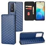 For vivo Y76 5G / Y76s 5G Cubic Grid Texture Flip Leather Phone Case(Blue)