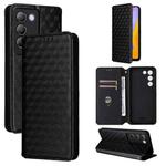 For vivo Y100 5G IDN / V30 Lite India Cubic Grid Texture Flip Leather Phone Case(Black)