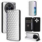 For vivo X200s 5G Cubic Grid Texture Flip Leather Phone Case(Silver)