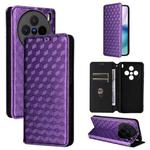 For vivo X200s 5G Cubic Grid Texture Flip Leather Phone Case(Purple)
