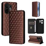 For vivo X200 FE 5G / S30 Pro mini 5G Cubic Grid Texture Flip Leather Phone Case(Brown)