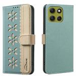 For Motorola Moto G86 5G Splicing Color Hollow Flower Pattern RFID Leather Phone Case(Green)