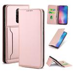 For Xiaomi Redmi 9 Strong Magnetism Shockproof Horizontal Flip Liquid Feel Leather Case with Holder & Card Slots & Wallet(Rose Gold)