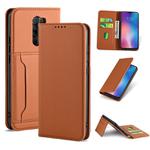 For Xiaomi Redmi 9 Strong Magnetism Shockproof Horizontal Flip Liquid Feel Leather Case with Holder & Card Slots & Wallet(Brown)