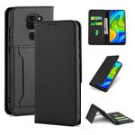 For Xiaomi Redmi Note 9 Strong Magnetism Shockproof Horizontal Flip Liquid Feel Leather Case with Holder & Card Slots & Wallet(Black)
