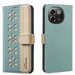 For Tecno Pova 6 Neo 5G / Spark 30 5G Splicing Color Hollow Flower Pattern RFID Leather Phone Case(Green)