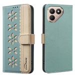 For Tecno Pova 7 Ultra 5G Splicing Color Hollow Flower Pattern RFID Leather Phone Case(Green)