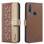 For vivo Y17 / Y11 / Y15 / Y12 Splicing Color Hollow Flower Pattern RFID Leather Phone Case(Brown)