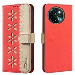 For vivo Y38 5G / Y200i 5G Splicing Color Hollow Flower Pattern RFID Leather Phone Case(Red)