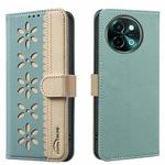 For vivo Y38 5G / Y200i 5G Splicing Color Hollow Flower Pattern RFID Leather Phone Case(Green)