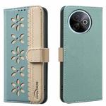 For vivo Y39 5G Splicing Color Hollow Flower Pattern RFID Leather Phone Case(Green)