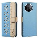 For vivo Y39 5G Splicing Color Hollow Flower Pattern RFID Leather Phone Case(Baby Blue)