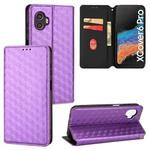 For Samsung Galaxy XCover6 Pro Cubic Grid Texture Flip Leather Phone Case(Purple)