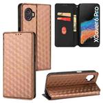For Samsung Galaxy XCover6 Pro Cubic Grid Texture Flip Leather Phone Case(Brown)