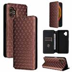 For Samsung Galaxy XCover 7 Pro Cubic Grid Texture Flip Leather Phone Case(Brown)
