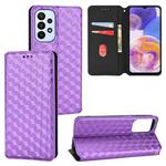 For Samsung Galaxy M23 / F23 / A23 Cubic Grid Texture Flip Leather Phone Case(Purple)