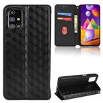 For Samsung Galaxy M31s Cubic Grid Texture Flip Leather Phone Case(Black)