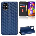 For Samsung Galaxy M31s Cubic Grid Texture Flip Leather Phone Case(Blue)