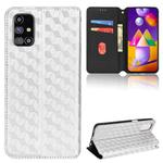 For Samsung Galaxy M31s Cubic Grid Texture Flip Leather Phone Case(Silver)