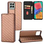 For Samsung Galaxy M33 5G Cubic Grid Texture Flip Leather Phone Case(Brown)