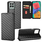 For Samsung Galaxy M53 Cubic Grid Texture Flip Leather Phone Case(Black)