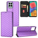 For Samsung Galaxy M53 Cubic Grid Texture Flip Leather Phone Case(Purple)