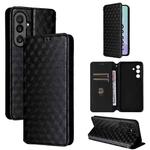 For Samsung Galaxy M56 5G Cubic Grid Texture Flip Leather Phone Case(Black)