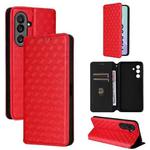 For Samsung Galaxy M56 5G Cubic Grid Texture Flip Leather Phone Case(Red)