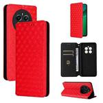 For Realme 12+ 5G Cubic Grid Texture Flip Leather Phone Case(Red)