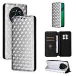 For Realme 12+ 5G Cubic Grid Texture Flip Leather Phone Case(Silver)