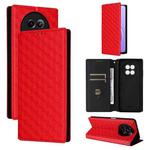 For Realme 12 5G / 12x 5G Cubic Grid Texture Flip Leather Phone Case(Red)