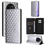 For Realme 12 5G / 12x 5G Cubic Grid Texture Flip Leather Phone Case(Silver)