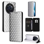 For Realme 12 Pro 5G / 12 Cubic Grid Texture Flip Leather Phone Case(Silver)
