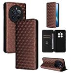 For Realme 12 Pro 5G / 12 Cubic Grid Texture Flip Leather Phone Case(Brown)