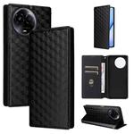 For Realme 11 5G Global / 11X 5G Cubic Grid Texture Flip Leather Phone Case(Black)