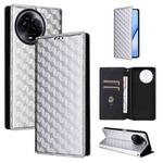 For Realme 11 5G Global / 11X 5G Cubic Grid Texture Flip Leather Phone Case(Silver)