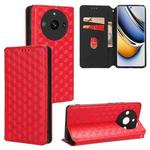 For Realme 11 Pro 5G / 11 Cubic Grid Texture Flip Leather Phone Case(Red)