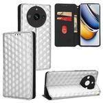For Realme 11 Pro 5G / 11 Cubic Grid Texture Flip Leather Phone Case(Silver)
